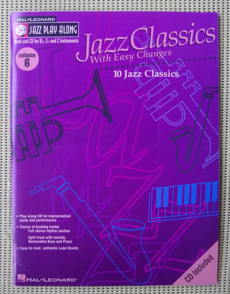 ジャズ・クラシックス JAZZ Classics with easy changes JAZZ PLAY ALONG サックス教則本+スコア Bb、Eb、C 未開封CD付 ♪良好♪ 送料185円_画像1