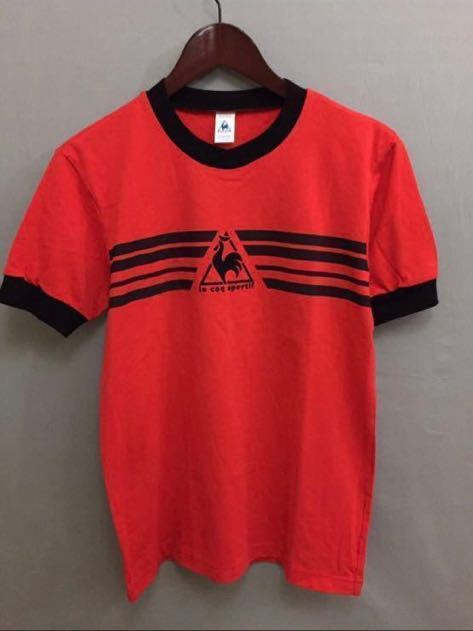 ルコック le coq sportif 丸首 半袖 Tシャツ レッド メンズ Oサイズ !●_画像2