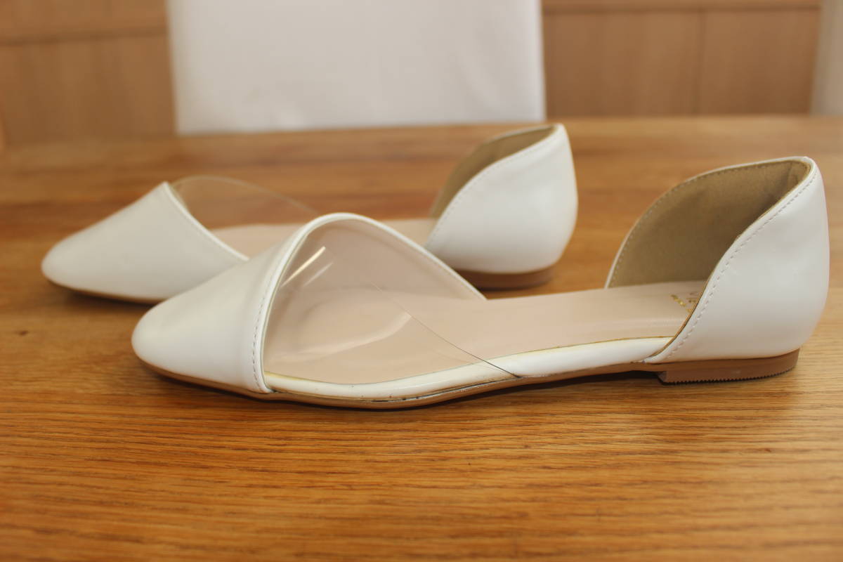 ##Menue## new goods clear material .... white pumps (24.5) square tu