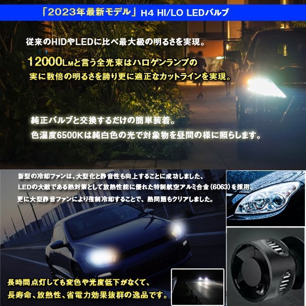 ■パジェロイオH10.6～H12.5H6・7W■H4■LED ヘッドライト■爆光 12000lm 50w■明るい 6500k■_画像3