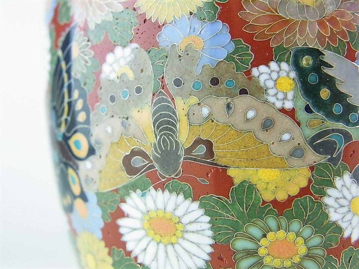 美術館級 明治時代 尾張七宝 極上の名品 黄金・純銀植線 明治細密工芸