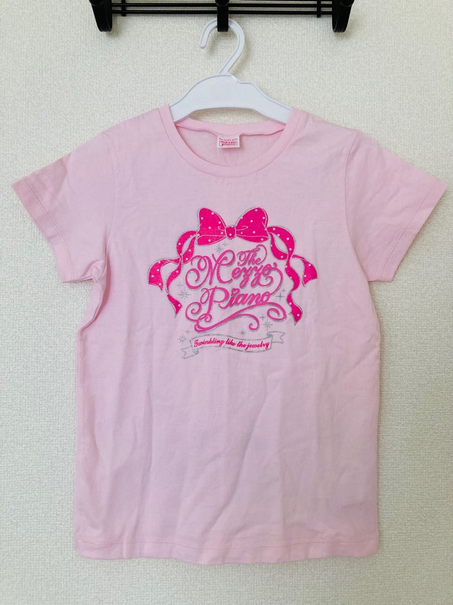 美品　mezzo piano メゾピアノ ピンク 半袖Tシャツ　１４０