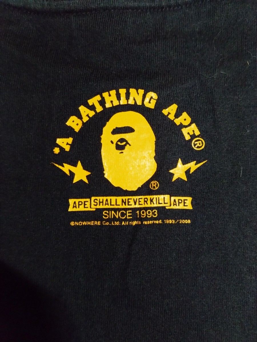 アベイシングエイプ　A　BATHING　APE　Ｔシャツ　サイズＭ　半袖　ベイビーマイロ　エイプ　ＡＰＥ　マイロ　ブラック　中古品　送料無料_画像4