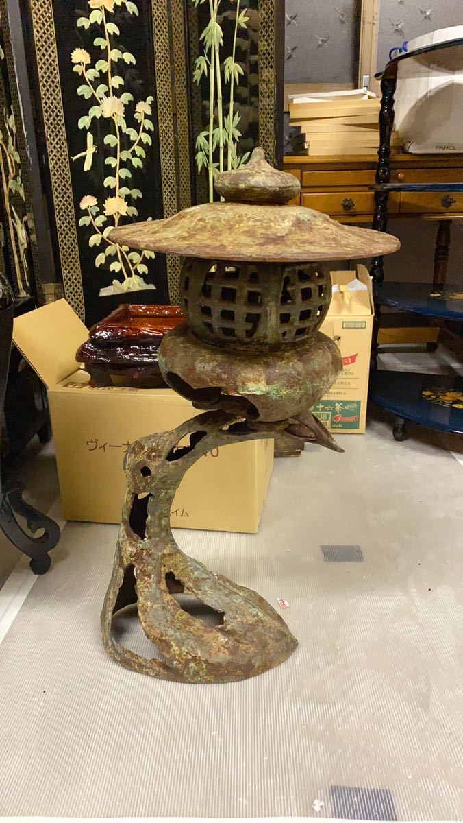 灯篭 庭 灯籠 高さ 鉄灯籠 時代物 古美術品 鐵灯籠 古鉄 時代物 総鉄