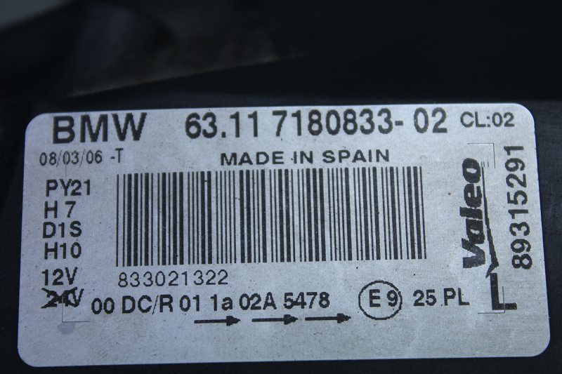 BMW 1シリーズ E87 118i 右ハンドル 前期(E87 UF18) 純正 Valeo 左 ヘッドライト バラスト HID キセノン 左 63.117180833-02 p035079_画像5
