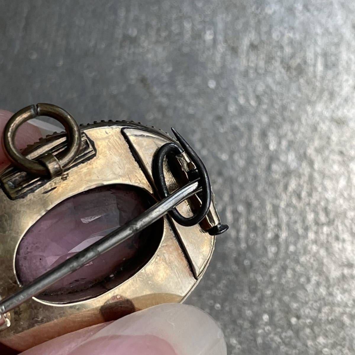 直輸入品激安 一点物 9ct アメジスト シードパール ペンダントブローチ