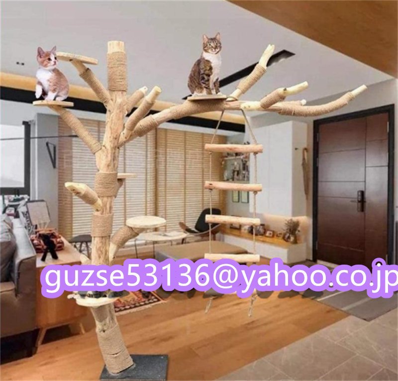 希少新品！キャットタワー 猫の活動ツリー 無垢材 猫のジャンプ プラットフォーム 木製 猫登山タワー猫の活動木 猫の遊び地域 高1.5mの画像1