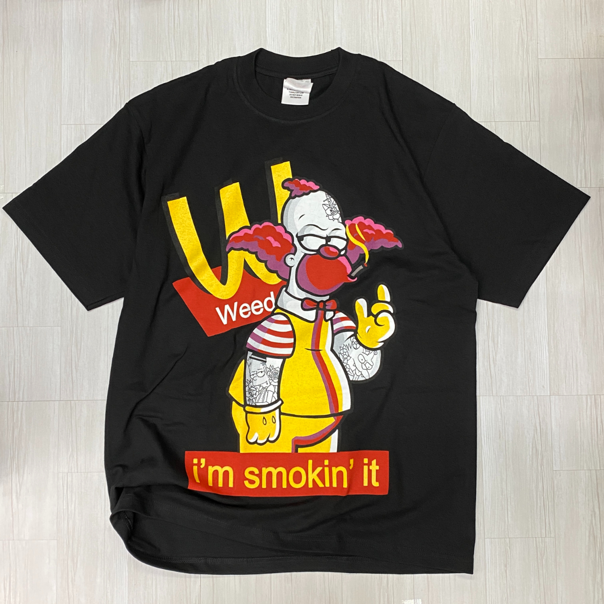 LA発 【XL】 I'm smokin' it 西海岸 アンダーグラウンド グラフィック ヘビーウェイト 半袖 Tシャツ 黒 オーバーサイズ 420 アメコミ