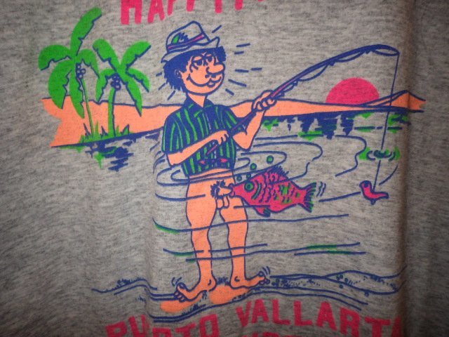 80’S★THE HAPPY FISHERMAN★Tシャツ★XL★ビンテージ★霜降りグレー★ジョーク★魚釣り★フィッシング★エロ★ギャグ★USA古着★セクシーの画像4