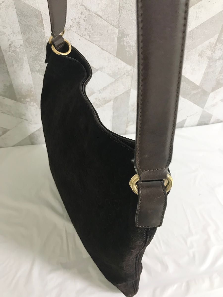 【美品】CELINE セリーヌ スエード Cマカダム 肩掛け ショルダーバッグ ショルダーバッグ