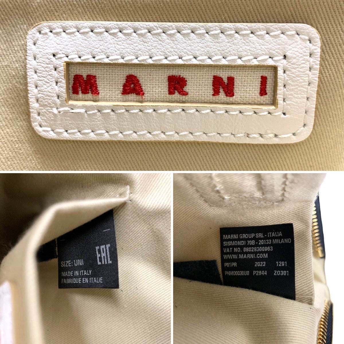 MARNI (マルニ) バイカラー クラッチバッグ レザー PHMO0030U0 P2644 ZO301 ホワイト ライトグレー レディース /036_画像8