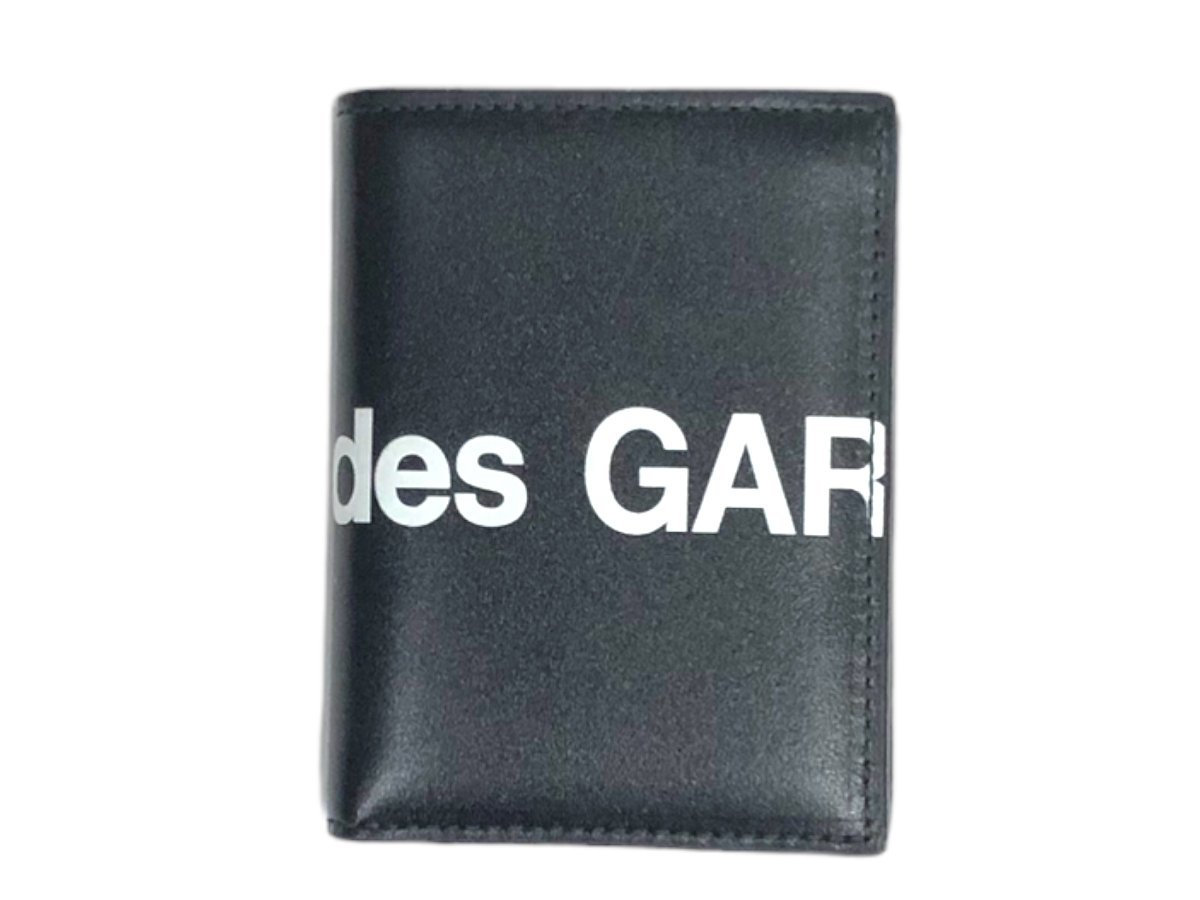 COMME des GARCONS ( Comme des Garcons ) HUGE LOGO WALLET BLACK folding twice purse change purse . less SA0641HL-BKBKOS black leather wi men's /091