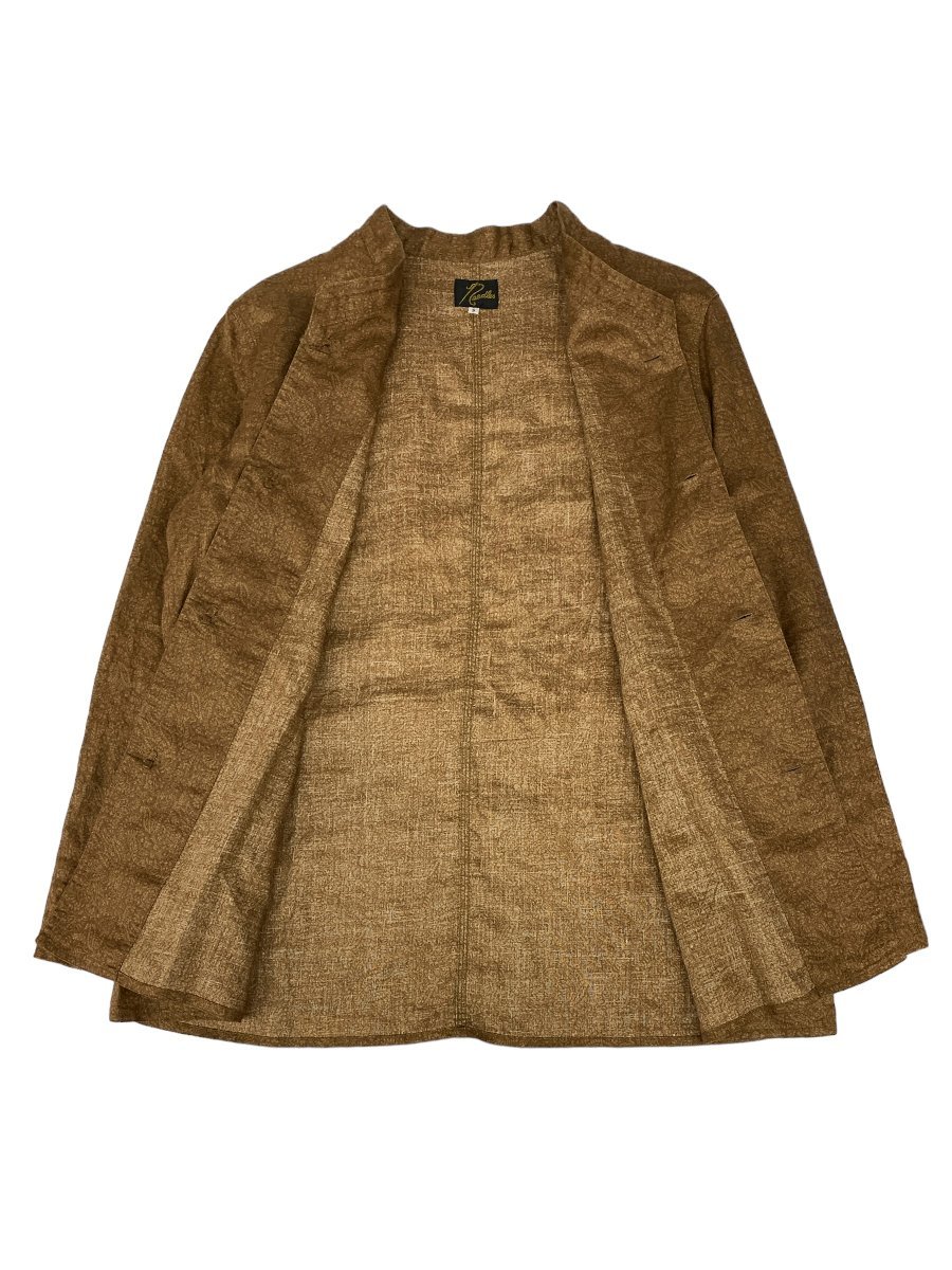 Needles ( needle z) stand-up collar jacket long sleeve shirt tea ina button linenCH107 S Brown /peiz Lee pattern men's /025