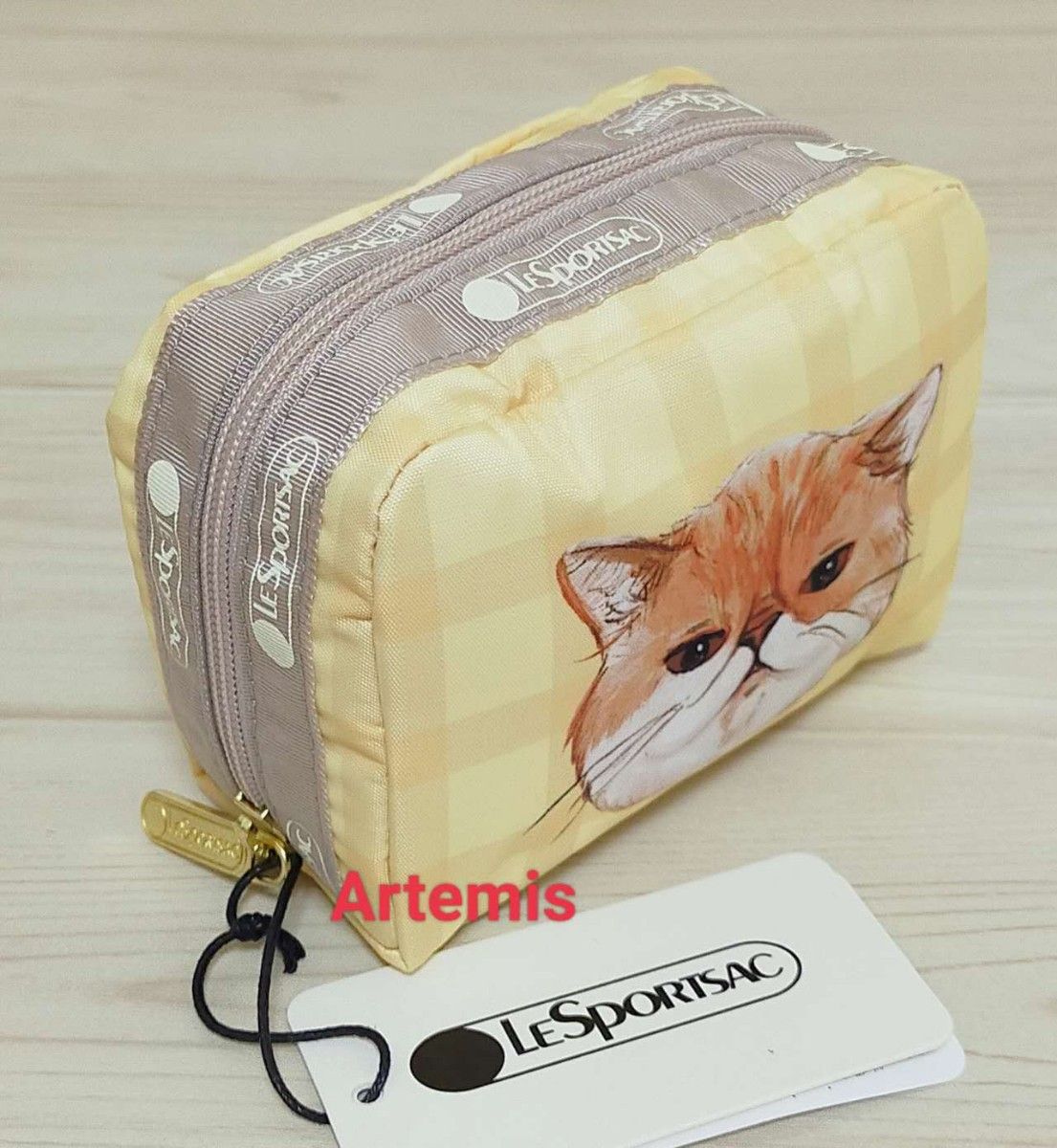 土日限定セール!完売品【新品】レスポートサック キャットデイ ポーチ 猫柄 黄