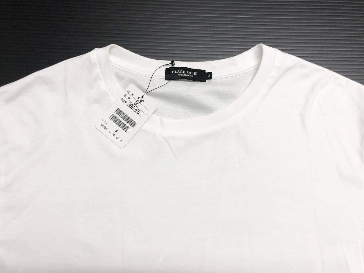 ○★新品未使用　BLACK LABEL CRESTBRIDGE（ブラックレーベル・クレストブリッジ）　サイドチェック長袖Tシャツ　M　ホワイト★○