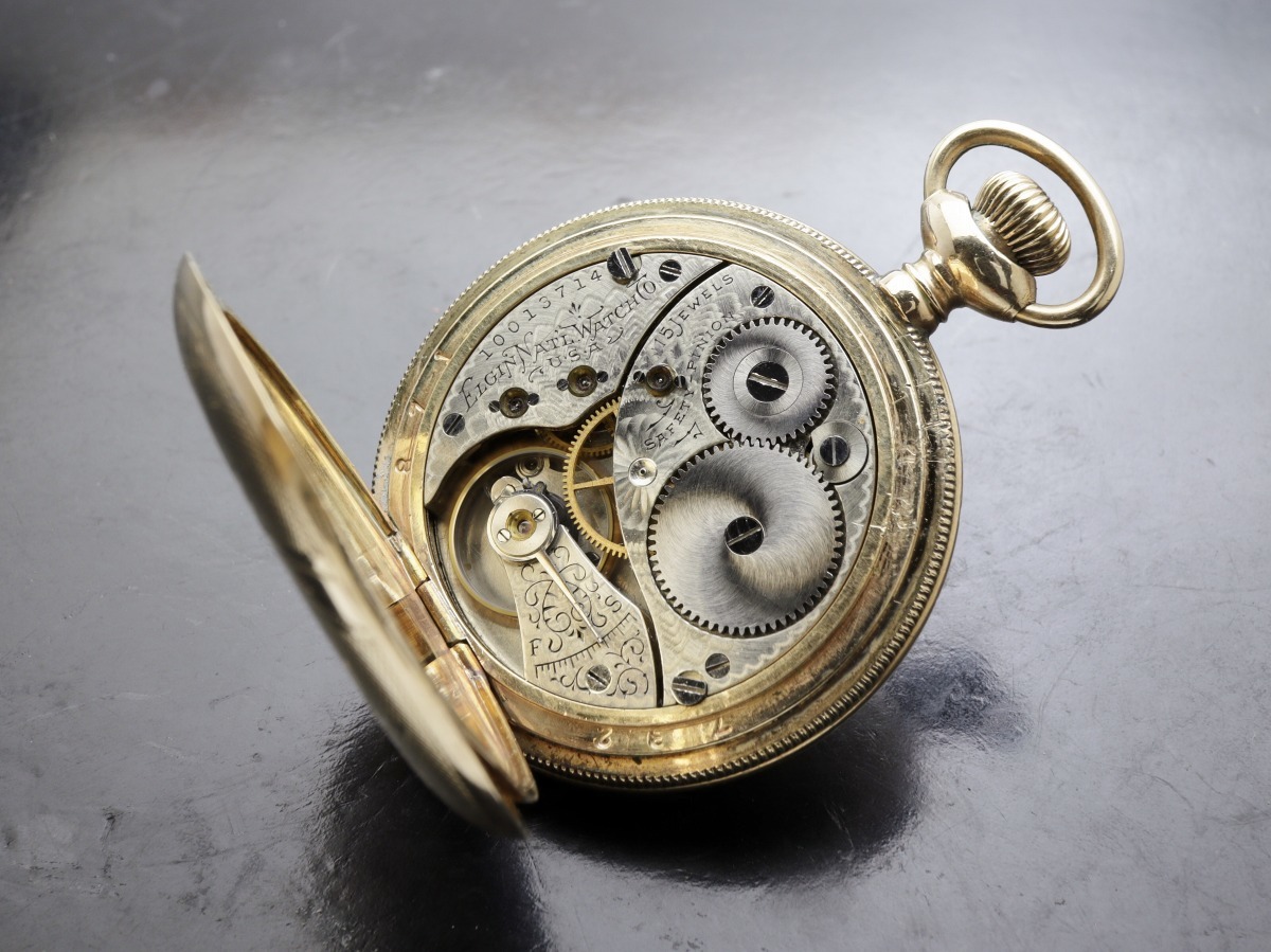 彫金ケース 1904年 明治37年 懐中時計 フルハンター ELGIN の商品詳細