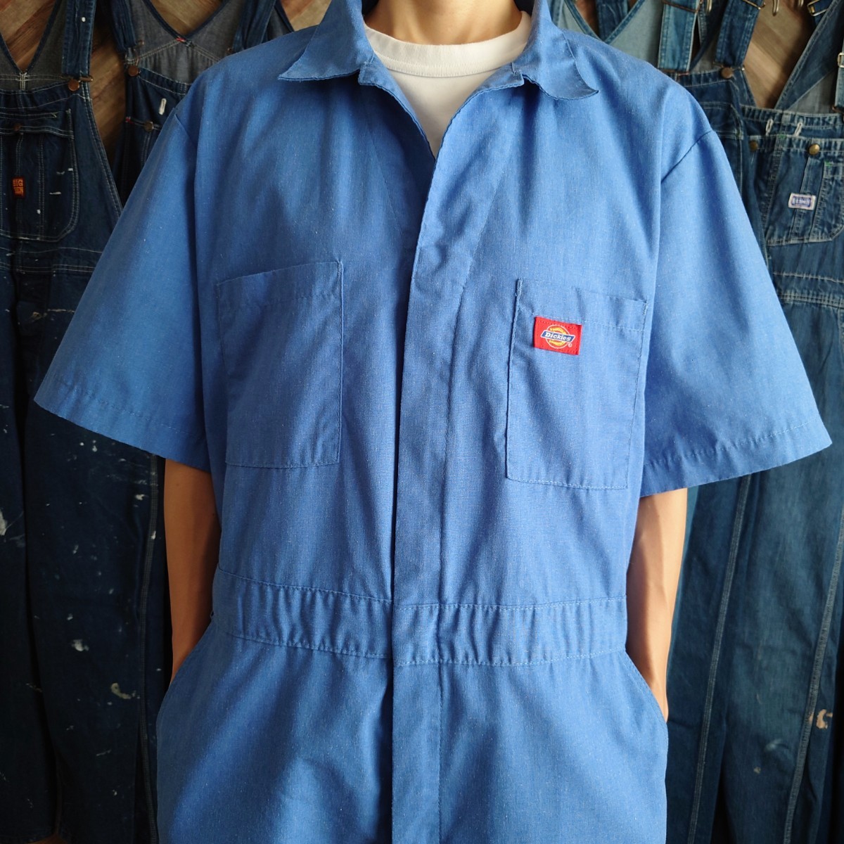 Dickies ディッキーズ 半袖オールインワン ツナギ ライトブルー 古着