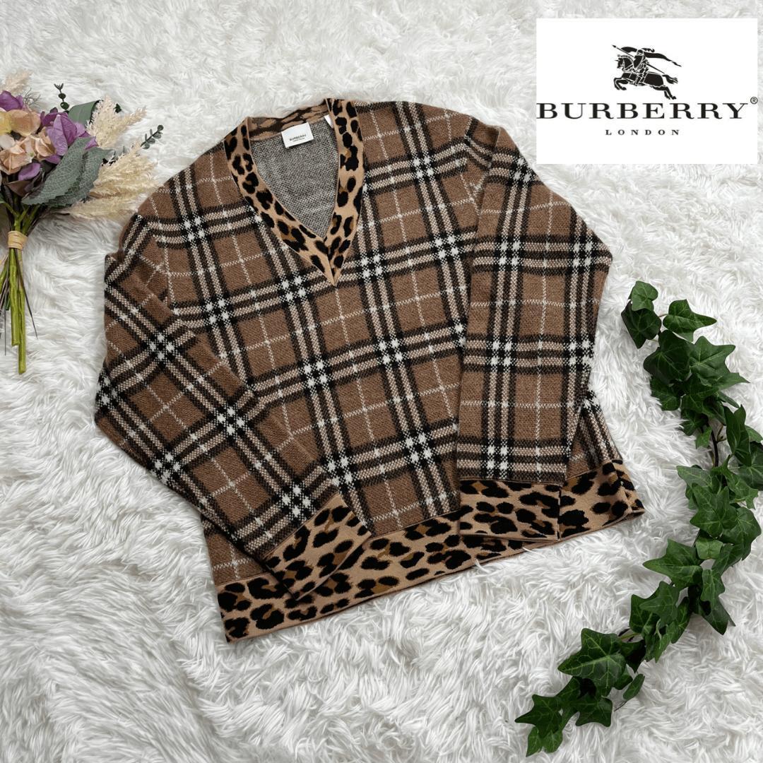 ヤフオク! - BURBERRY バーバリー レオパード チェック Vネッ...