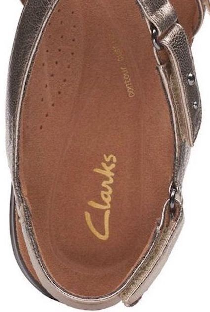 送料無料 Clarks 26cm サンダル メタリック ゴールド ストラップ ヒール レザー 革 ベルクロ エスパ パンプス スニーカー AAA143_画像8