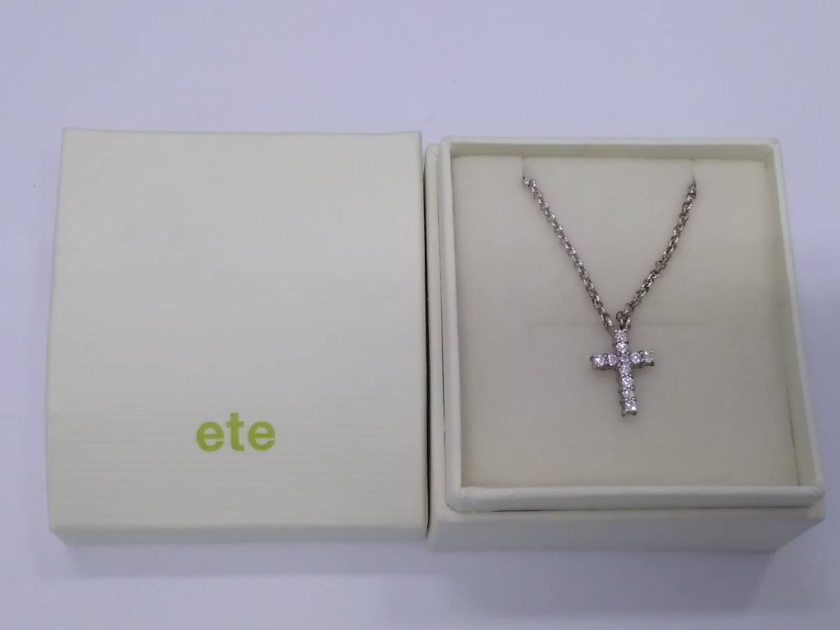 USED品 ete エテ SV925 ネックレス 2.8g シルバー クリアストーン