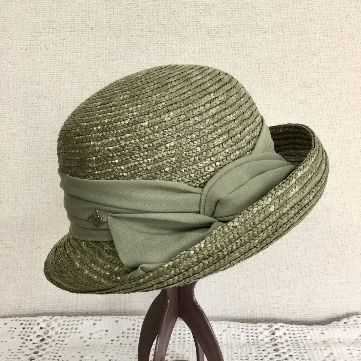 SEEBERGER シーバーガー ストローハット モスグリーン 美品(麦わら帽子