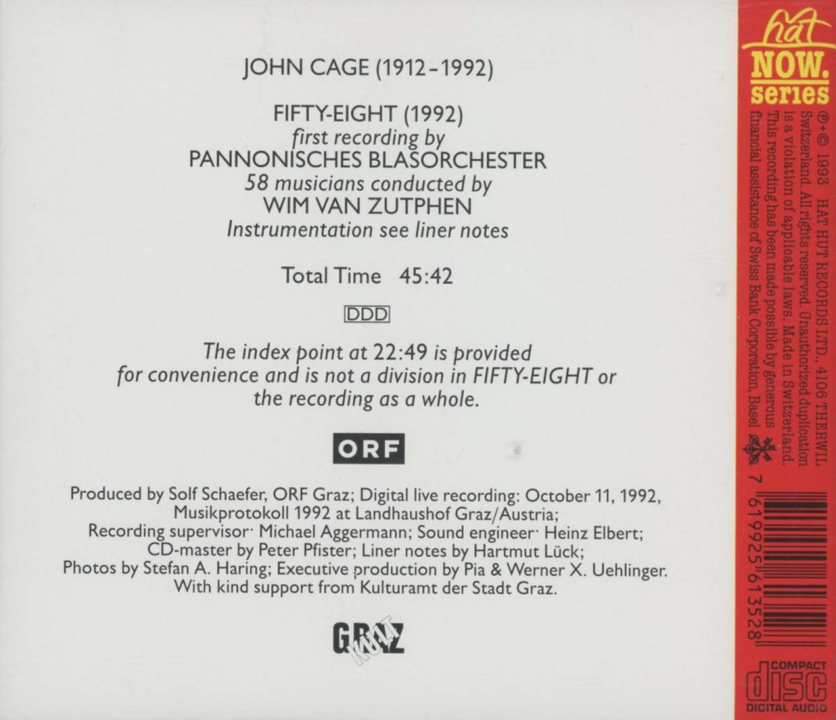 John Cage - Fifty-Eight ; Wim Van Zutphen, Pannonisches Blasorchester_画像2