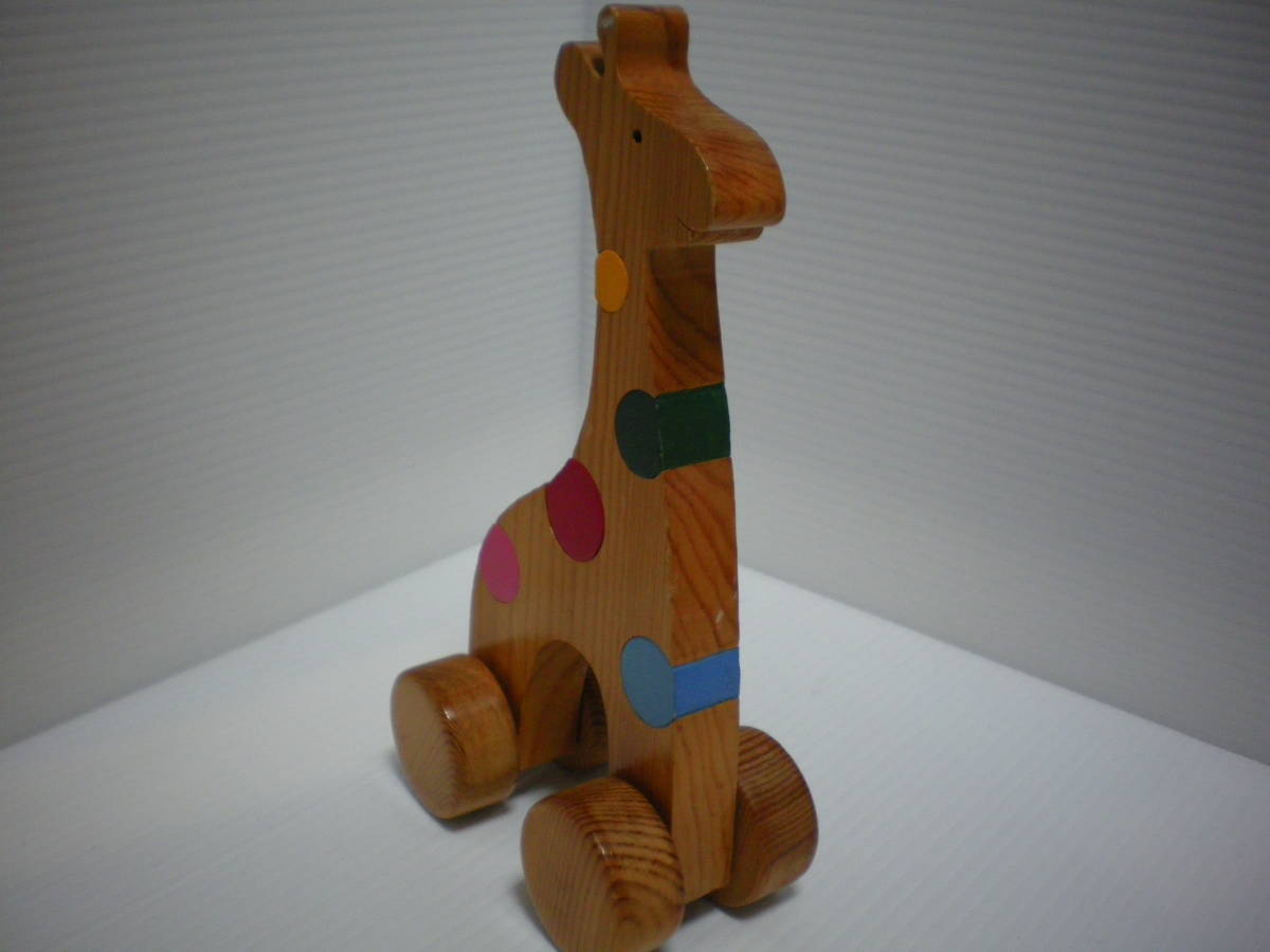 木のおもちゃ 木製動物 きりん 車輪付 知育玩具