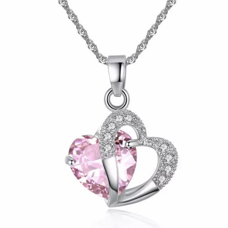  новый товар крупный Heart AAA CZ розовый бриллиантовое колье белое золото отделка diamond подарок бриллиант высокое качество бесплатная доставка 