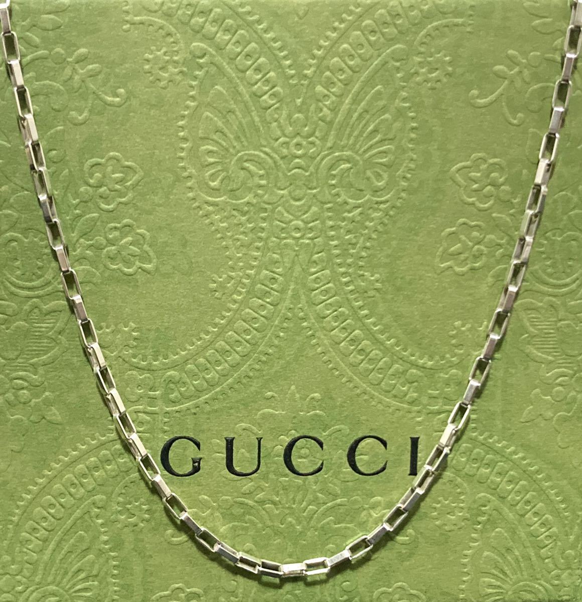 正規品 GUCCI/グッチ スクエアチェーンネックレス(約53 5cm)シルバー