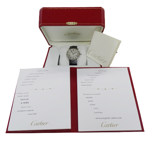 カルティエ Cartier 時計 メンズ ブランド ロンドソロ LM デイト クオーツ QZ ステンレス SS レザー W6700255 シルバー ブラック 磨き済み_画像9