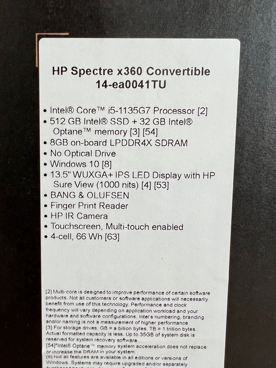 HP Spectre x360 14-ea0041TU 13.5型タッチパネル/i5/8GB/SSD512GB