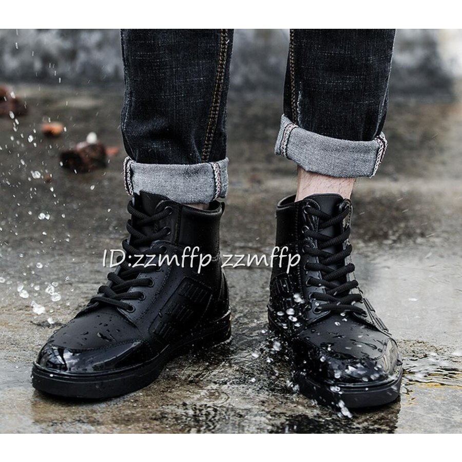レインブーツ メンズ　ショートレインブーツ ショートブーツ 雨靴レインシューズ 梅雨対策 防水 防滑 オシャレ24.5～27cm/19YＮ12_画像3