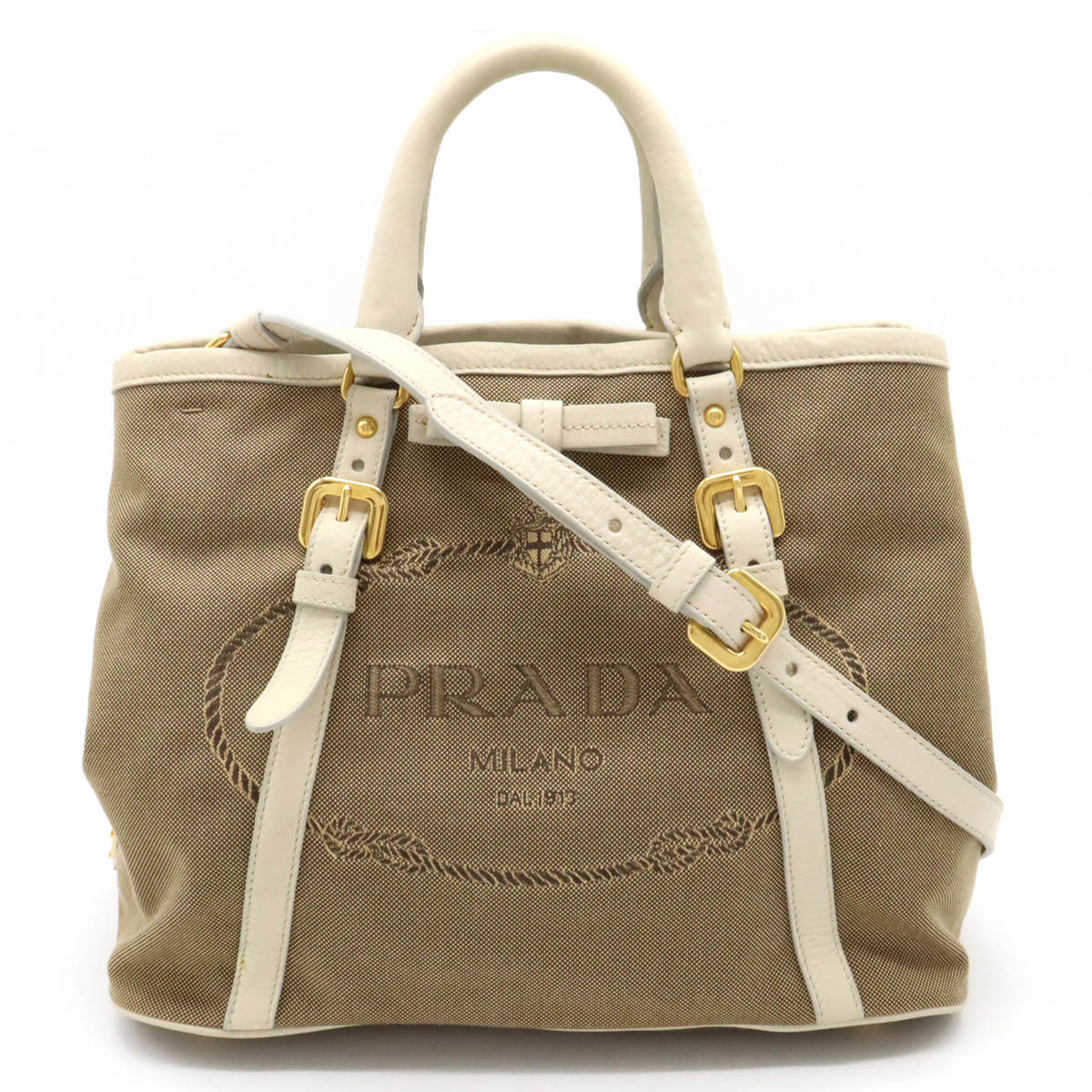 PRADA プラダ ロゴジャガード リボン ハンドバッグ トートバッグ 2WAY