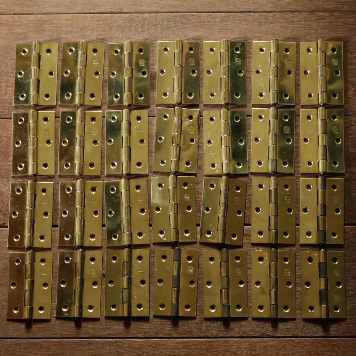 デッドストック 真鍮 蝶番 42×63mm 28枚 / 丁番丁双扉金物ドア金具家具建具古道具ヴィンテージ