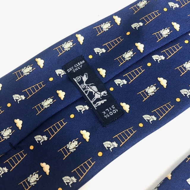 新品【Hermès】エルメス ネクタイ カエル ネイビー シルク100% 箱-