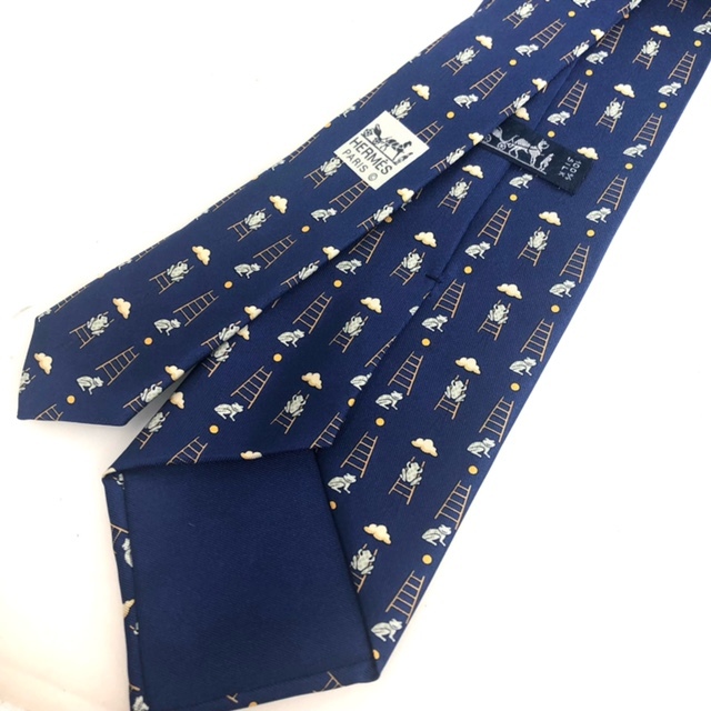 新品【Herms】エルメス ネクタイ カエル ネイビー シルク100% 箱