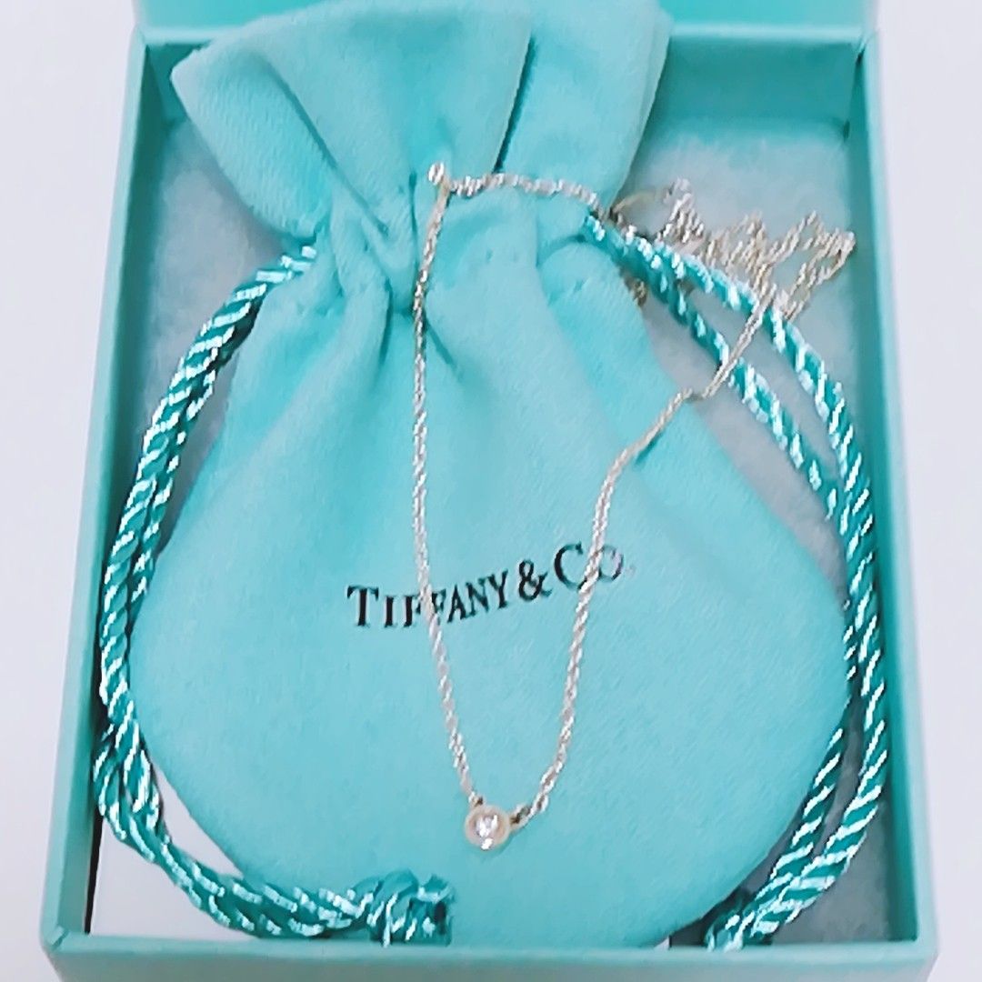 極美品★ティファニー★バイザヤード シングル ダイヤモンド ペンダント シルバー 0.05ct ネックレス TIFFANY&Co.