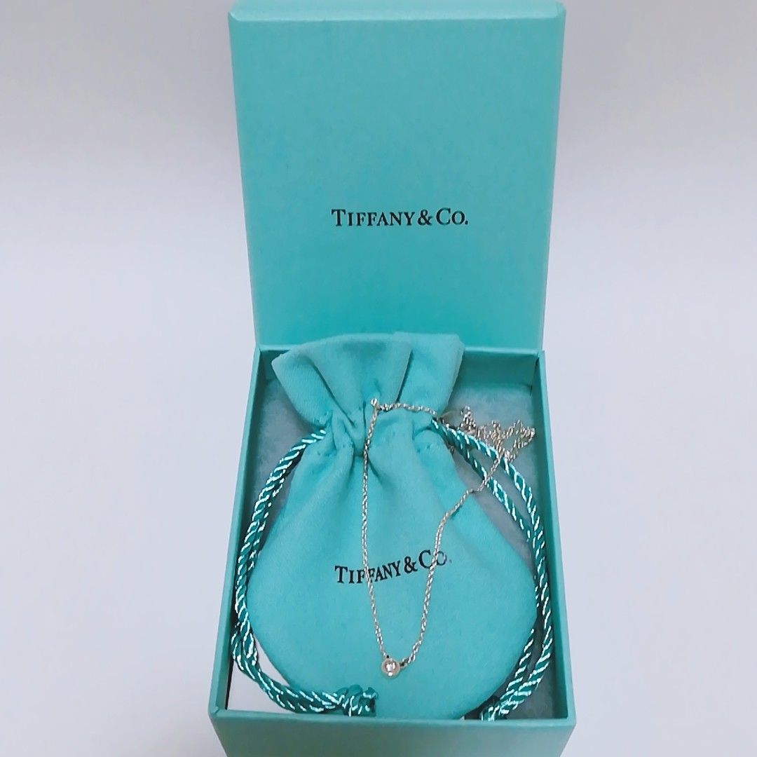 極美品★ティファニー★バイザヤード シングル ダイヤモンド ペンダント シルバー 0.05ct ネックレス TIFFANY&Co.