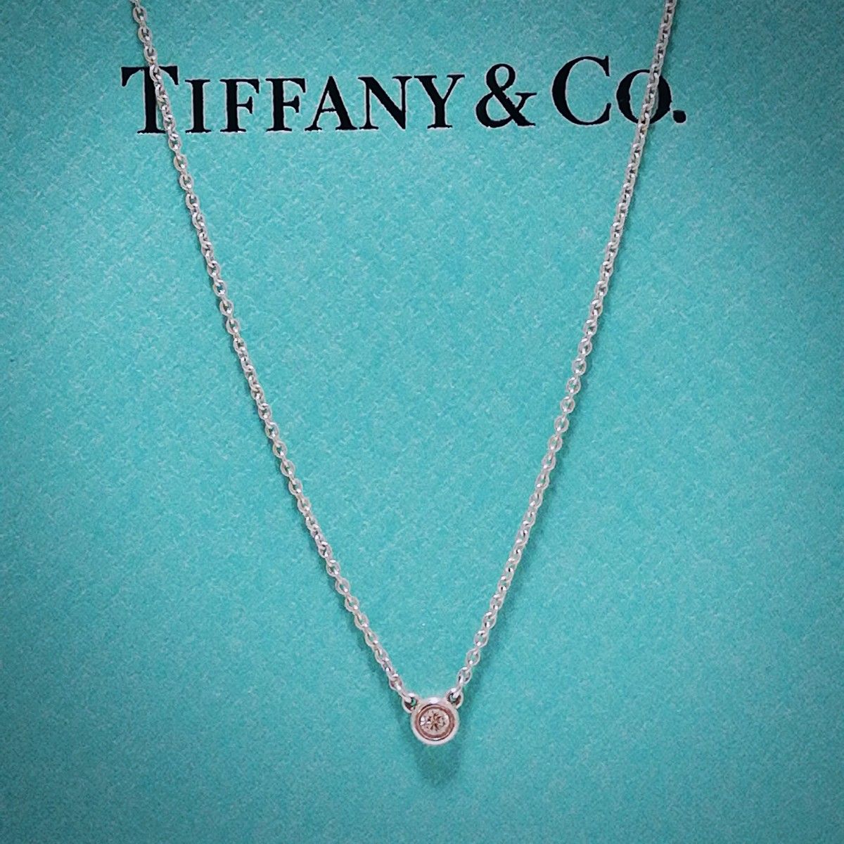 極美品★ティファニー★バイザヤード シングル ダイヤモンド ペンダント シルバー 0.05ct ネックレス TIFFANY&Co.