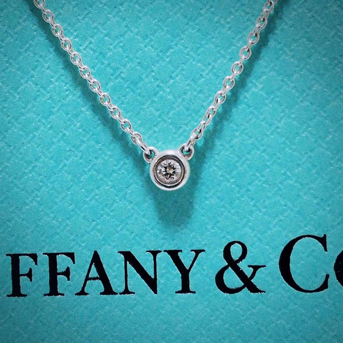 極美品★ティファニー★バイザヤード シングル ダイヤモンド ペンダント シルバー 0.05ct ネックレス TIFFANY&Co.