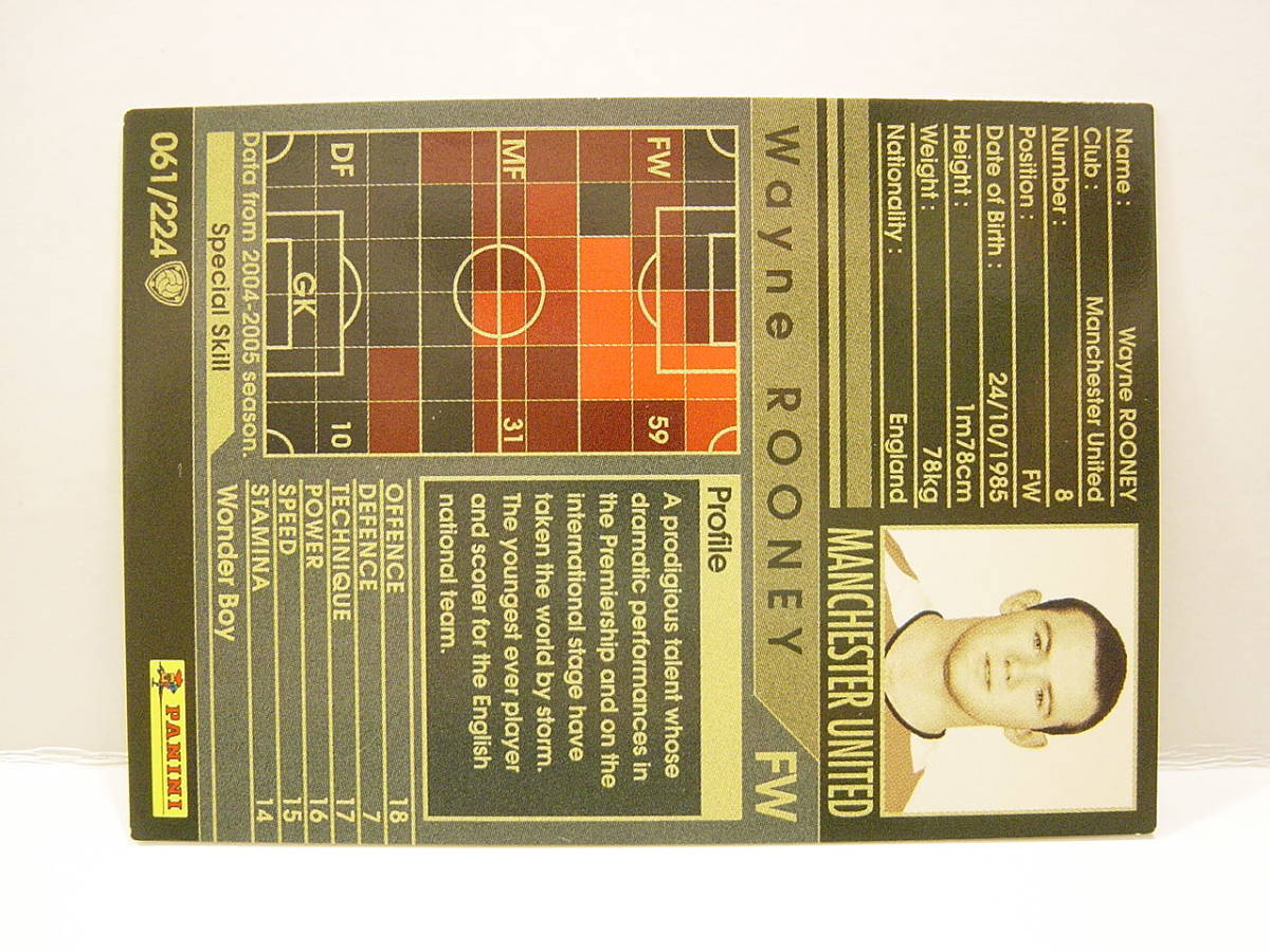 WCCF 英語版 海外限定排出版 2004-2005 ウェイン・ルーニー Wayne Mark Rooney 1985 England Manchester United 04-05 Panini_画像3