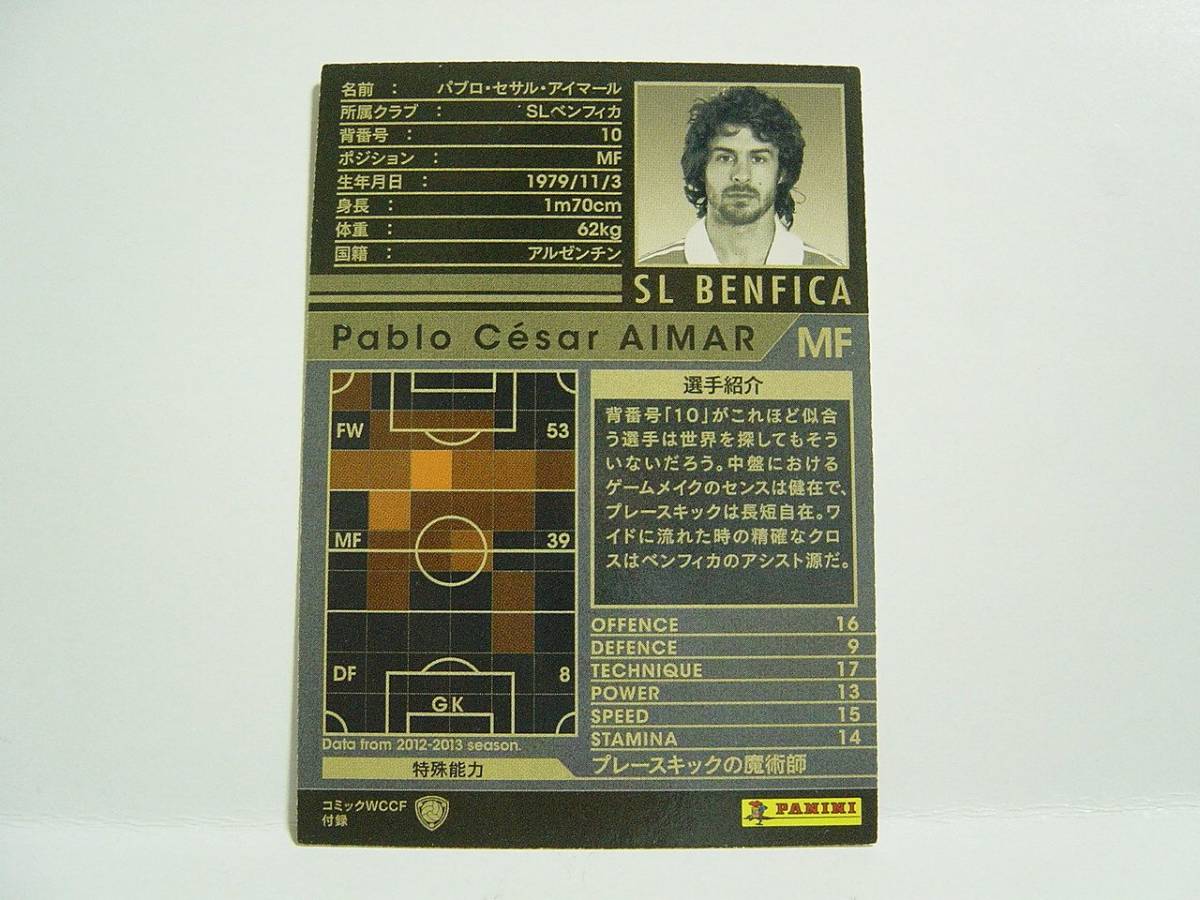 WCCF 2012-2013 EXTRA 白 パブロ・アイマール　Pablo Cesar Aimar 1979 Argentina　SL Benfica Portugal 12-13 Extra Card_画像3