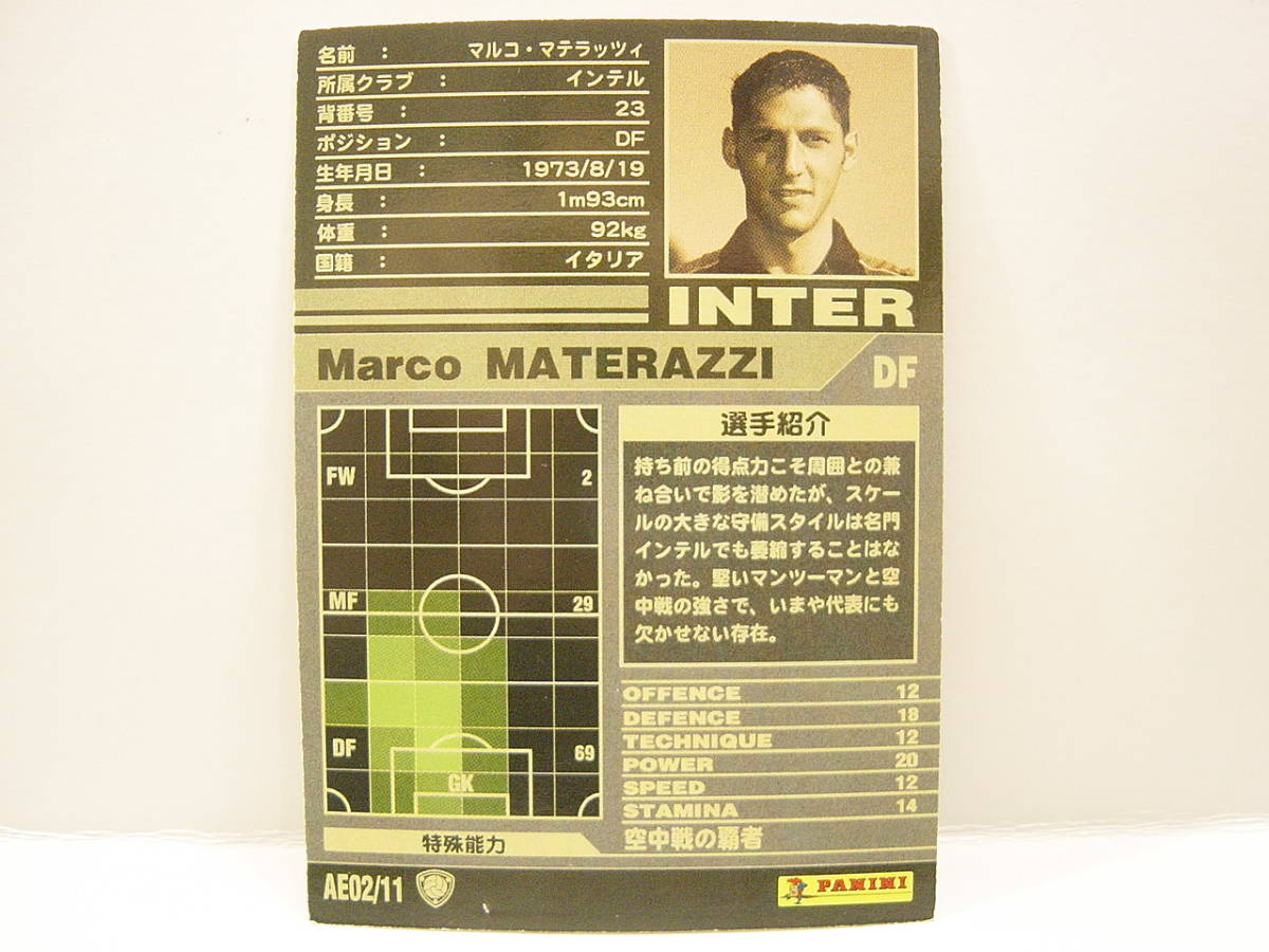 Panini WCCF 2001-2002 AE マルコ・マテラッツィ　Marco Materazzi 1973 Italy　FC Inter Milano 01-02 Serie A Best eleven_画像4