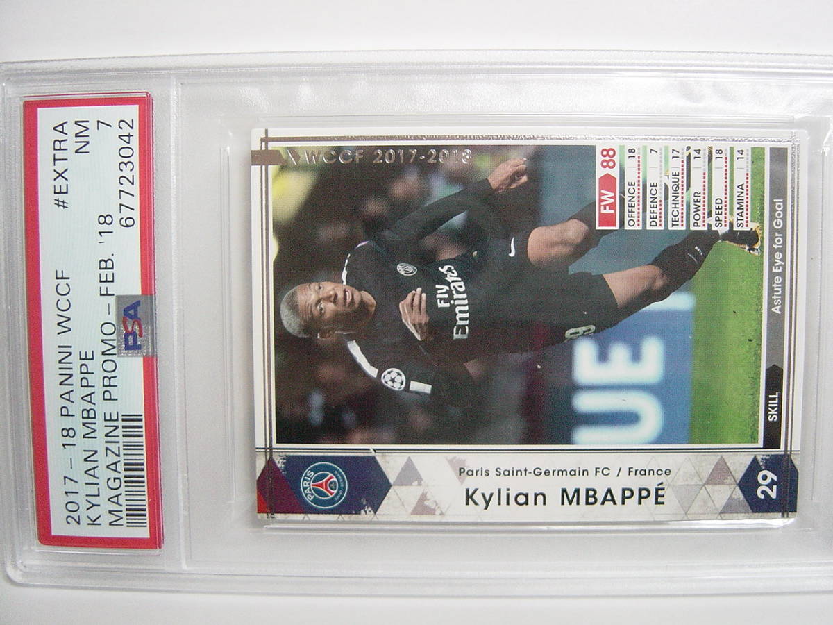 PSA鑑定済 Panini WCCF 2017-2018 EXTRA 白 キリアン・ムバッペ　Kylian Mbappe 1998 France No.29 Paris SG 17-18 Rookie PSA7_画像2