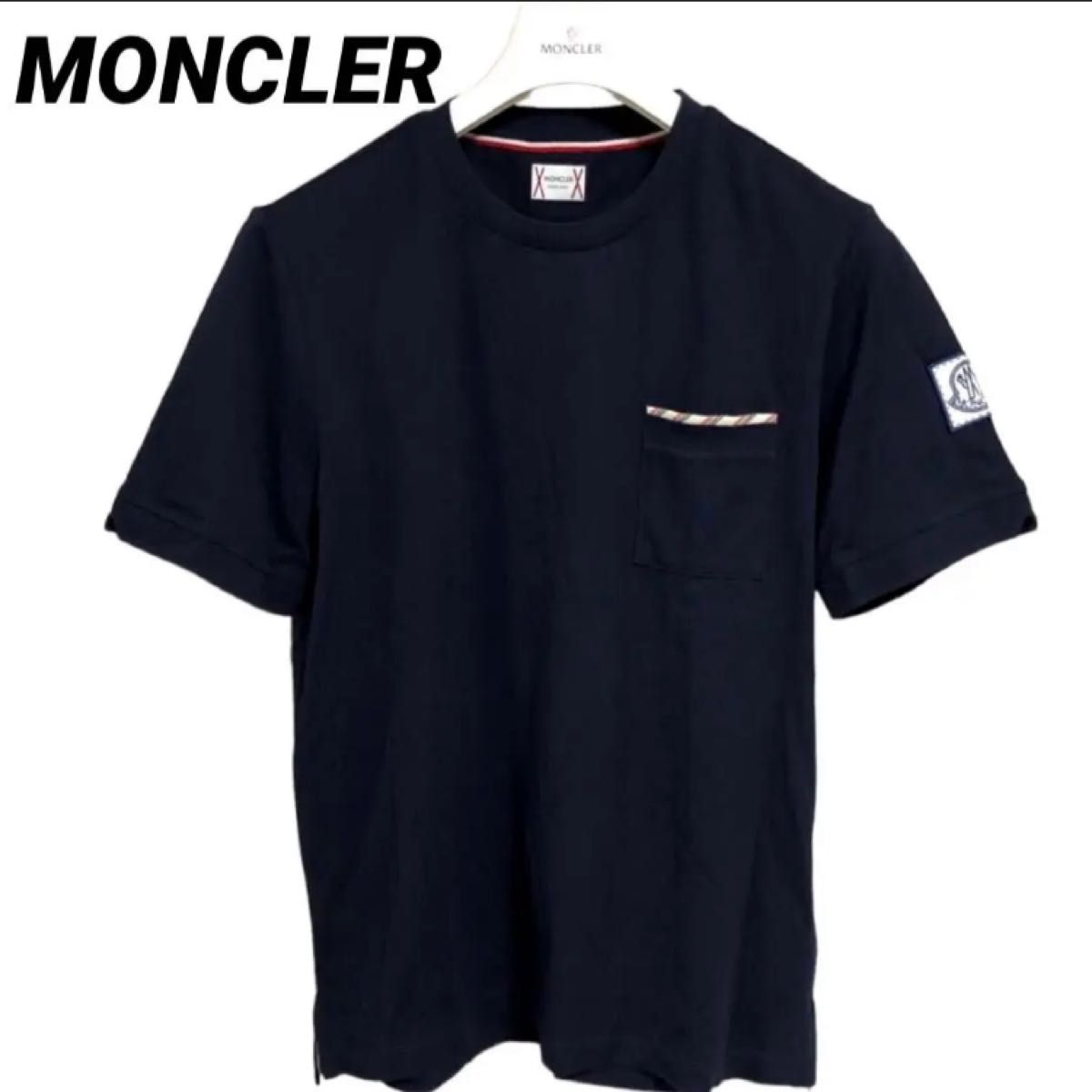 MONCLER モンクレール　肩ワッペン　胸ポケ　ネイビー　Tシャツ　国内正規品