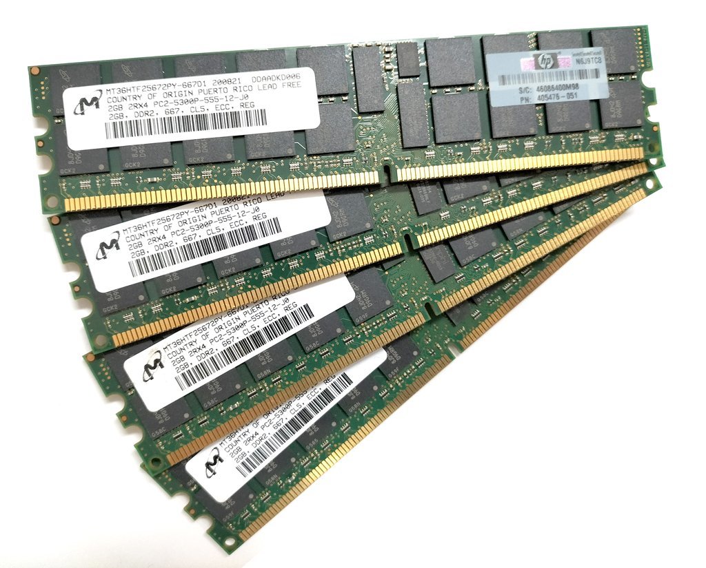 本店は Micron PC2-5300P 2GB 4枚セット HP 408853-B21 HP、コンパック