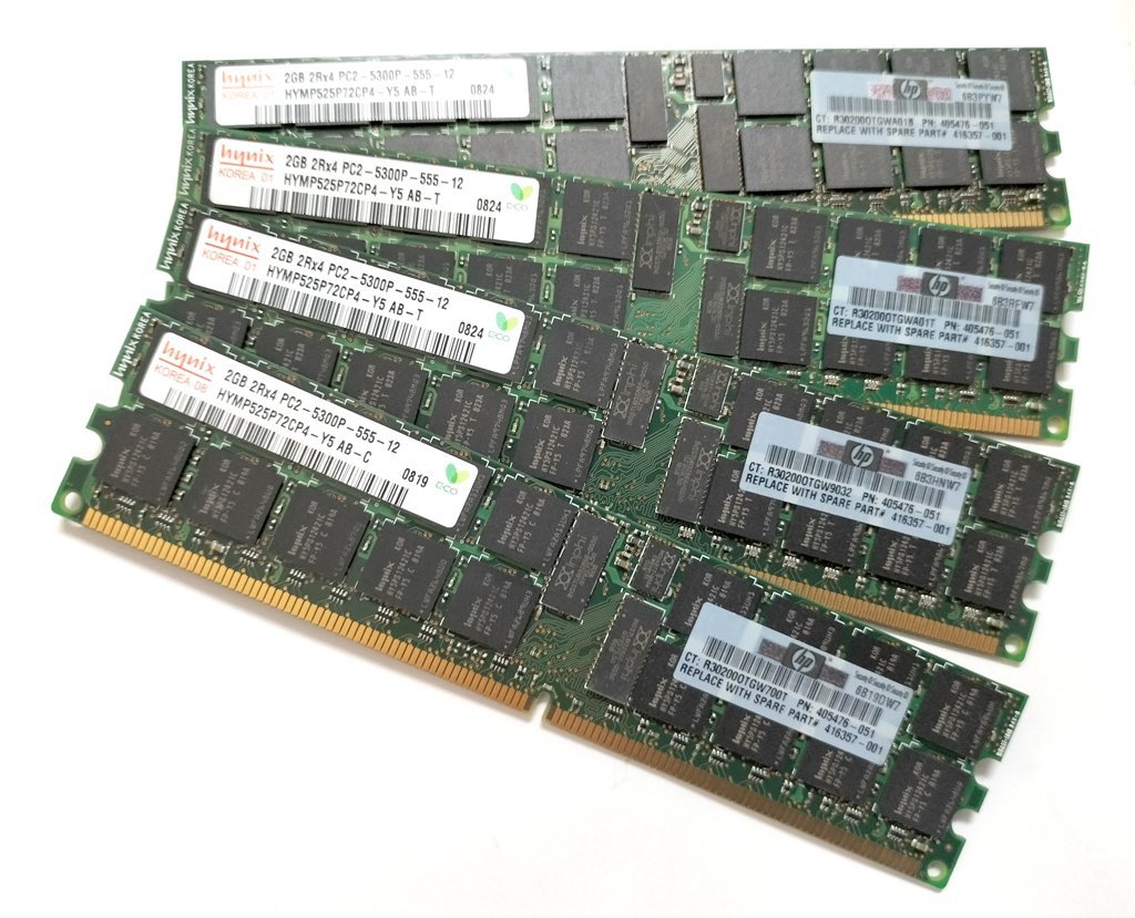 値下げ】 Hynix PC2-5300P 2GB 4枚セット HP 408853-B21 4GB