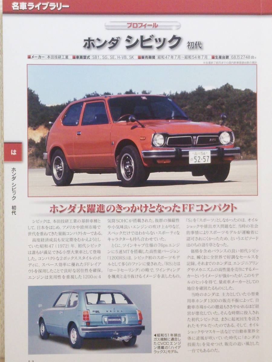 ∞05 入札注意！DeA デアゴスティーニ マガジン 週刊 日本の名車 No.5 ホンダ シビック_画像3