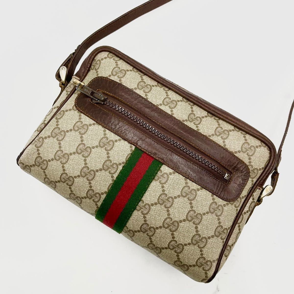 1円【美品】OLD GUCCI オールドグッチ ショルダーバッグ ポシェット GG