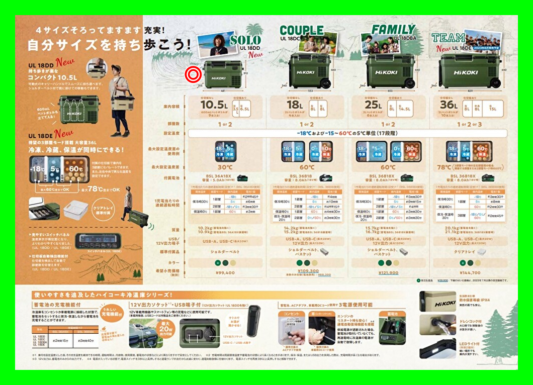 ハイコーキ HiKOI コードレス冷温庫 UL18DD(XMGZ) フォレストグリーン